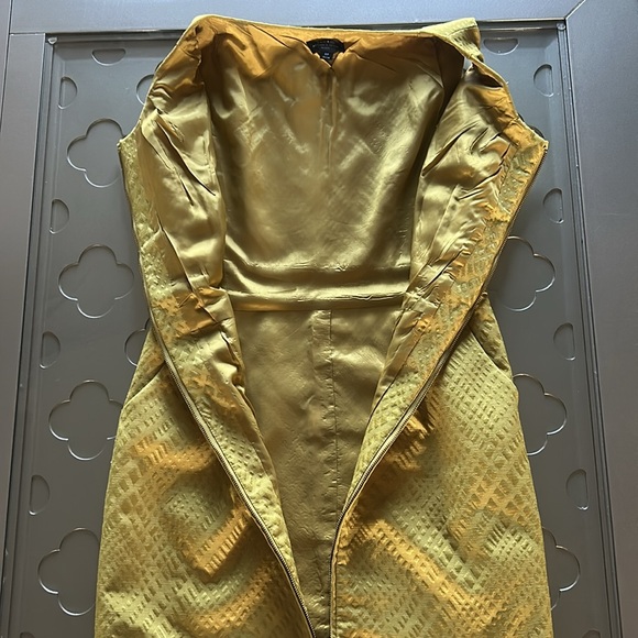 TAHARI ASL Women’s Zip Front Sheath Dress Size 8 P Mustard Gold - Picture 10 of 16